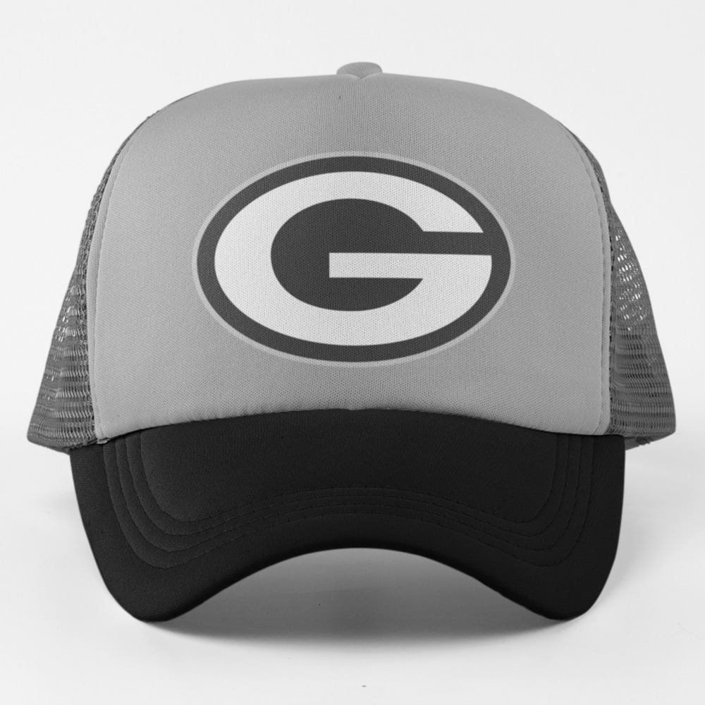 NEW Green Bay Packers Greyscale Logo Foam Trucker Snapback Hat 3TONE GREY